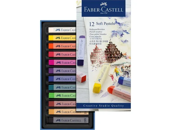 Pastel tendre faber-castell goldfaber studio carré 66mm coloris brillant intense bonne résistance lumière boîte 12u — Non…