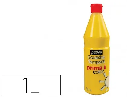 Gouache pébéo primacolor liquide inodore onctueuse application facile coloris jaune primaire flacon 1000ml — Non classé