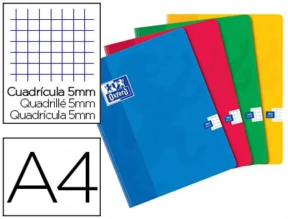 Cahier oxford brochure souple optik paper couverture pelliculée lavable a4 21x29,7cm 192 pages 90g 5x5mm — Non classé