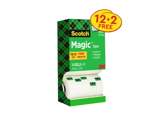 Ruban adhésif scotch magic 81019m mx33m tour 14 rouleaux dont 4 gratuits — Non classé
