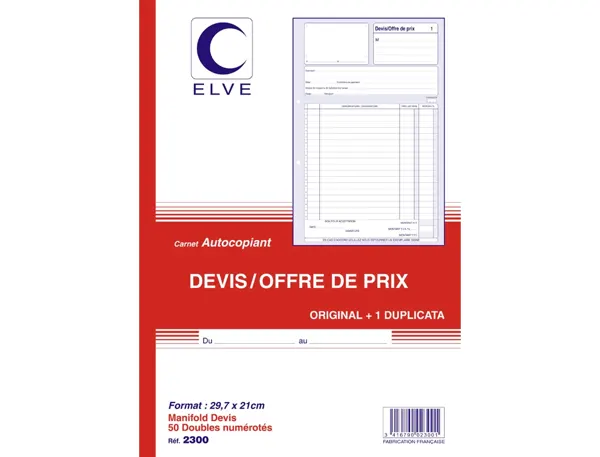 Manifold elve autocopiant a4 210x297mm foliotage 50 duplis devis offre prix — Non classé