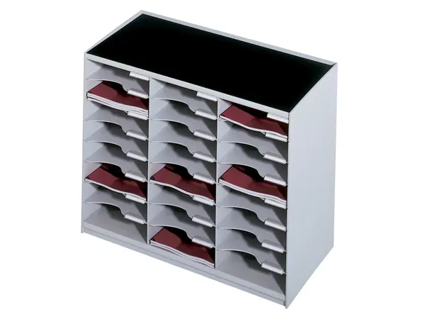 Trieur paperflow monobloc evolution polystyrène 24 cases juxtaposables superposables 54,8x67,4x30,8cm coloris gris — Non…