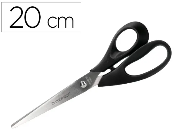 Ciseaux bureau q-connect économique droitier lames inox 210mm branches gainées abs bouts pointus coloris noir — Non classé