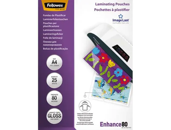 Pochette plastification fellowes à chaud polyester transparent résistant eau format a4 80 microns boîte 25 unités — Non…