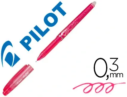 Roller pilot frixion point pointe aiguille 0.3mm encre effaçable grip préhension rechargeable gomme sertie rose — Non classé