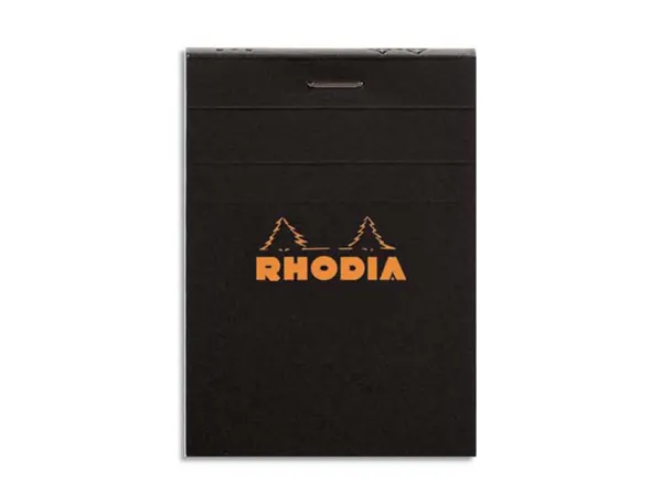Bloc bureau rhodia a7 papier vélin surfin couverture enduite enveloppante 74x105mm 80f détachables 80g 5x5mm noir — Non…