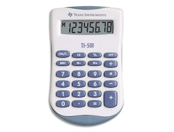 Calculatrice texas instruments poche ti-501 mémoire touche pourcentage pile 56x91x11mm 28g — Non classé
