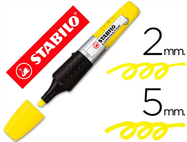 Surligneur stabilo luminator tracé 2/5mm encre liquide niveau visible base ergonomique coloris jaune — Non classé