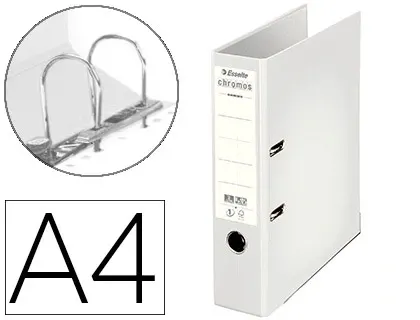 Classeur levier esselte chromos plus a4 polypropylène griffes blocage dos 80mm grand porte-étiquette coloris blanc — Non…