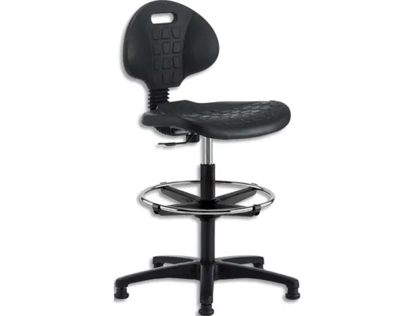 Siege technique telescopique grande hauteur en pu sur patins avec repose pieds reglable en hauteur coloris noir — Non classé