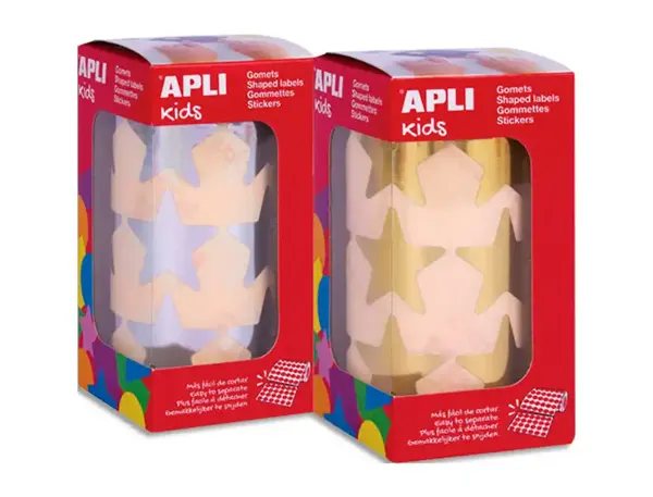 Gommettes etoiles 33 mm apli kids couleurs or et argent boite de 2 rouleaux — Non classé
