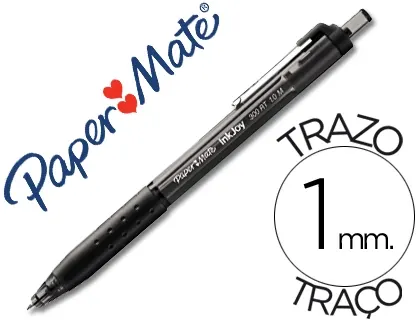 Stylo-bille paper mate inkjoy 300 rt écriture moyenne 0.7mm encre douce rétractable clip métal résiste bavures grip noir —…