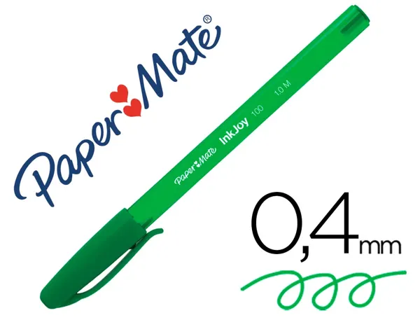 Stylo-bille paper mate inkjoy 100 écriture moyenne 0.7mm ultra douce corps triangulaire résiste bavures coloris vert — Non…