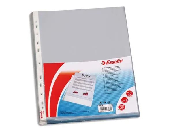 Pochette esselte polypropylène lisse 7.5/100e perforée a4 230x302mm transparent boîte 100 unités — Non classé