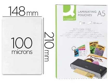 Pochette plastification q-connect à chaud économique format a5 100 microns boîte 100 unités — Non classé