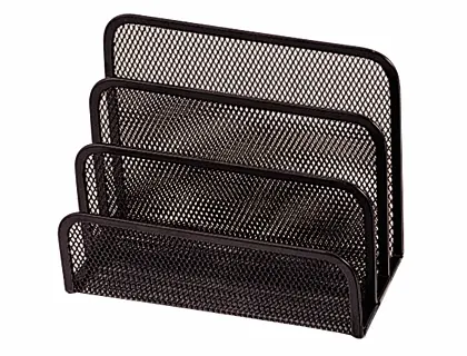 Trieur enveloppes q-connect métal mesh maille métallique 3 compartiments courrier 175x140x80mm coloris noir — Non classé