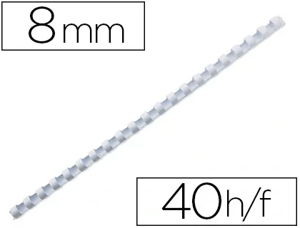Anneau plastique à relier q-connect capacité 40f 8mm diamètre coloris blanc boîte 100 unités — Non classé