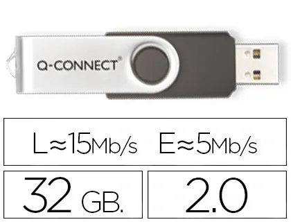 Clé usb q-connect 2.0 32gb vitesse lecture 18mb/s écriture 12mb/s capuchon rotatif — Non classé