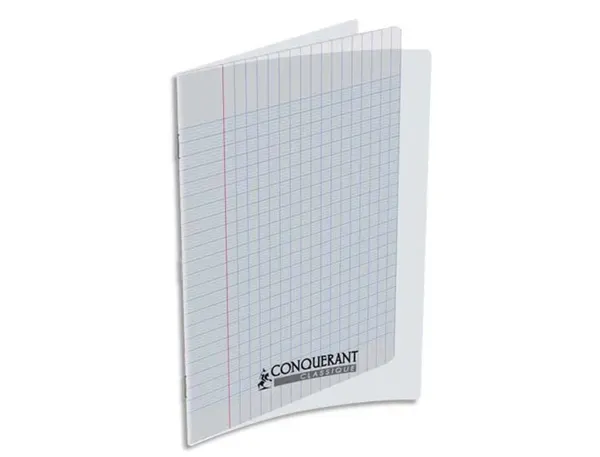Cahier piqué conquérant classique couverture polypropylène rigide transparente a5+ 17x22cm 48 pages 90g séyès — Non classé