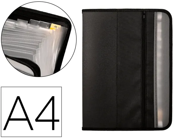 Trieur liderpapel 13 compartiments polypro a4 fermeture eclair coloris noir — Non classé