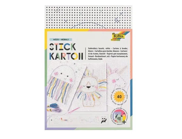 Carton a broder folia animaux 175x245mm differents modeles coloris blanc paquet 40 unites — Non classé