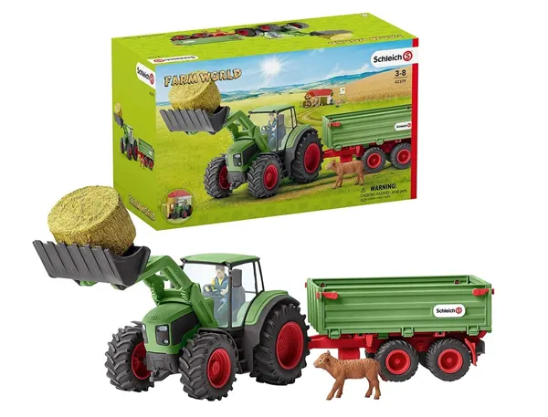 Boite de jeux schleich farm world tracteur convoyeur a foin avec remorque — Non classé