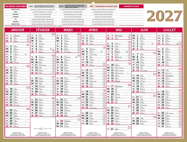 Calendrier bancaire bouchut 2027 medior 7 mois recto/verso 320x420mm — Non classé