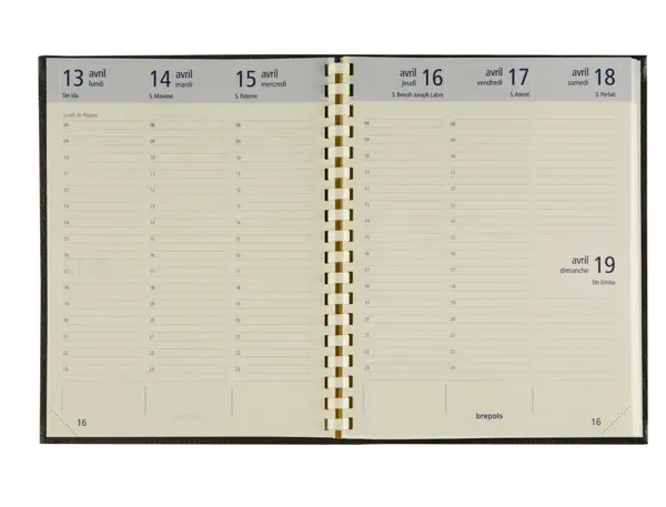 Agenda brepols optivision large couverture veluto 1 semaine/2 pages 17,1x22cm 128p coloris assortis — Non classé