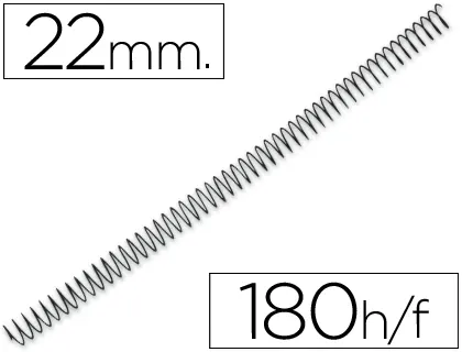 Spirale q-connect métallique relieur pas 5:1 180f calibre 1.2mm diamètre 22mm coloris noir boîte 100 unités — Non classé