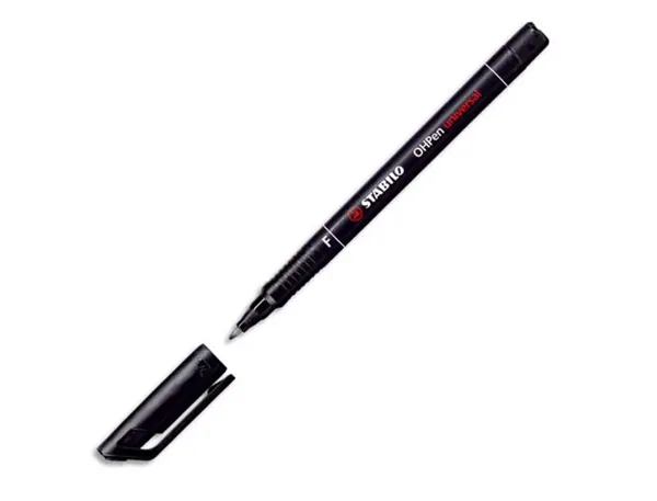 Stylo-feutre stabilo ohp pen soluble pointe fine 0.7mm multi-supports effaçable grip ergonomique coloris noir — Non classé