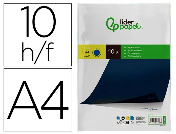 Papier carbone liderpapel film bleu format a4 boîte de 10 feuilles — Non classé