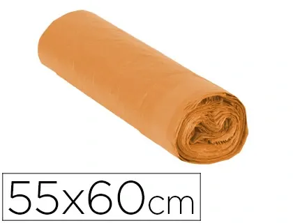 Sac poubelle domestique 55x60cm liens coulissants calibre 120 capacité 23l coloris orange rouleau 15 unités — Non classé