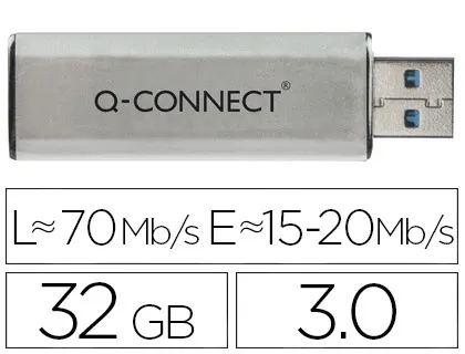 Clé usb q-connect 3.0 32gb lecture175mb/s écriture 60mb/s rétractable interface superspeed 3.0 compatible usb 2.0 — Non…