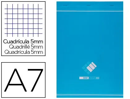 Bloc agrafé conquerant sept a7 7,4x10,5cm couverture pellicullée 100 feuilles détachables 60g 5x5mm coloris blanc — Non…