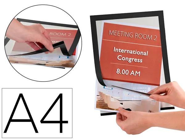 Cadre affichage q-connect magnétique a4 dos adhésif repositionnable coloris noir pack 2 unités — Non classé