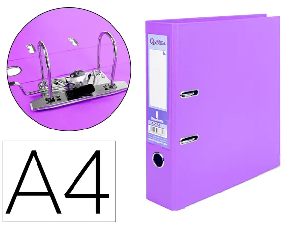 Classeur levier liderpapel a4 documenta carton rembordé 1,9mm dos 75mm rado métallique coloris lilas — Non classé