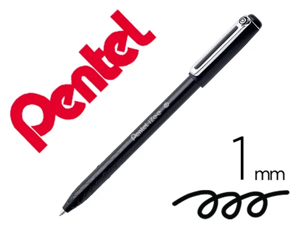 Stylo-bille pentel izee a capuchon ecriture moyenne pointe 1mm encre faible viscosite rechargeable noir — Non classé