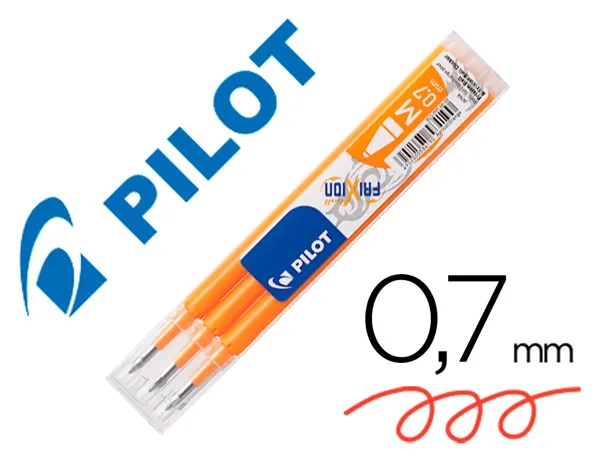 Recharge roller pilot frixion ball 07 pointe moyenne coloris orange abricot - set de 3 un — Non classé