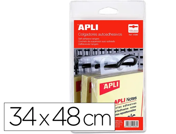 Crochet de suspension auto-adhesif apli agipa attaches plastique format 34x48cm blister 100 unites — Non classé