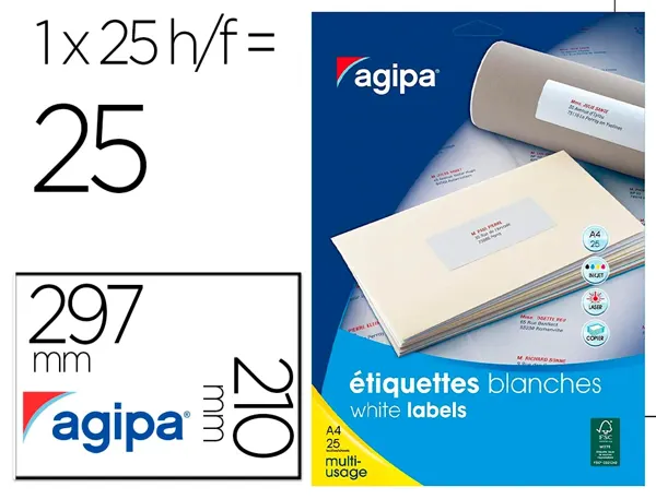 agipa Etiquette multi-usage, 210 x 297 mm, blanc — Etiquettes multi-usage