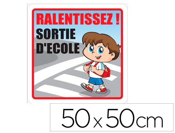 Panneau de signalisation signaletique biz ralentissez sortie ecole dessin 50x50cm — Non classé