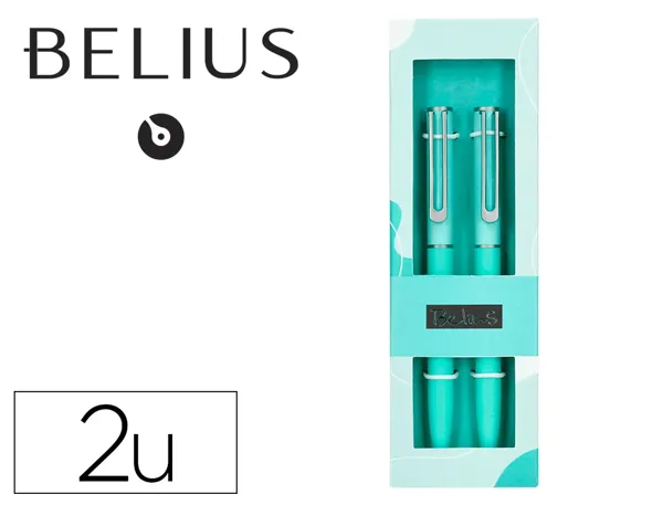 Stylo-bille belius bari pointe 1 mm encre bleu coloris bleu pastel boite cadeau de 2 u — Non classé