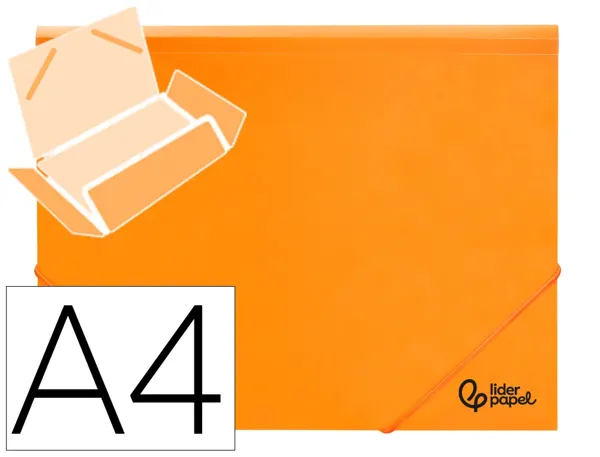 Chemise liderpapel polypropylene dos flexible a4 210x297mm 4/10e 3 rabats 100f elastique orange fluo opaque — Non classé