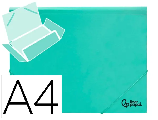 Chemise liderpapel polypropylene dos flexible a4 210x297mm 4/10e 3 rabats 100f elastique vert pomme opaque — Non classé