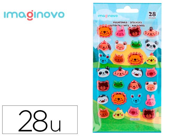 Autocollants imaginovo cute animaux sauvages visages en relief 190x105 mm sous blister — Non classé