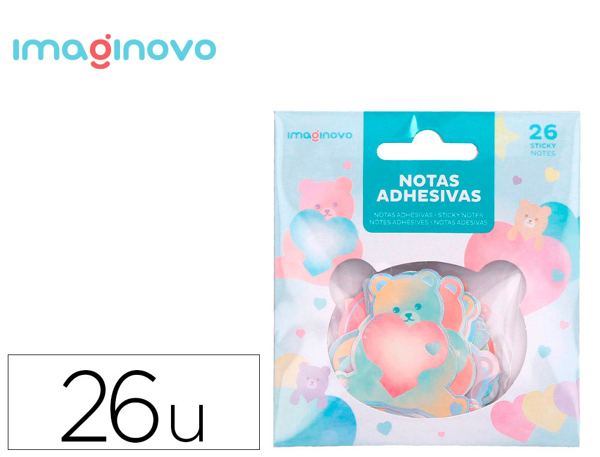 Autocollants imaginovo notes adhesives papier forme ours et coeur 110x105 mm sous blister — Non classé