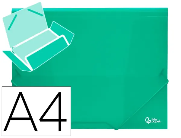 Chemise liderpapel polypropylène dos flexible a4 210x297mm 4/10e 3 rabats élastique 100f coloris vert translucide — Non…