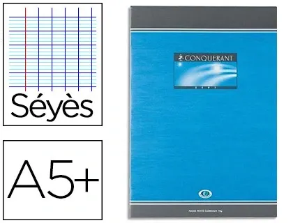 Cahier devoirs piqué conquérant sept couverture vernie carte couchée a5+ 17x22cm 60 pages 70g séyès — Non classé