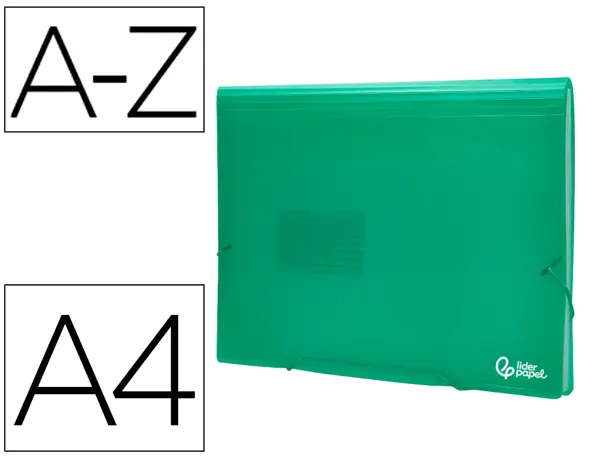 Trieur liderpapel polypropylène a4 210x297mm 700 microns 13 compartiments fermeture élastique translucide coloris vert —…