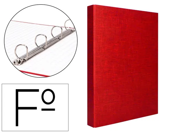 Classeur liderpapel 4 anneaux ronds 25mm a4+ carton rembordé paper coat coloris rouge — Non classé